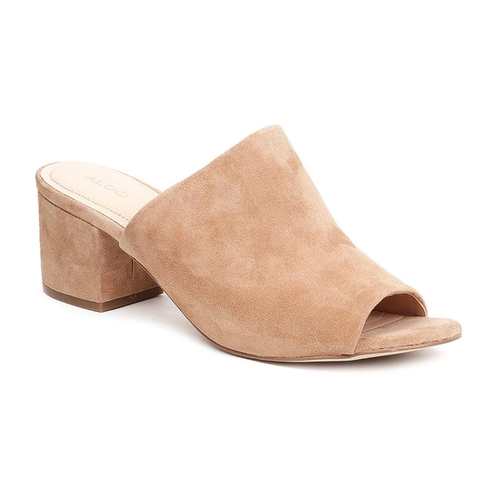 ALDO Alaska Suede Mules in Light Camel | Size: 8